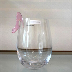 Godinger Pink Runway High Heel Stemless Wine Glass Chic Barware NEW